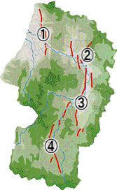 山形盆地断層帯の図