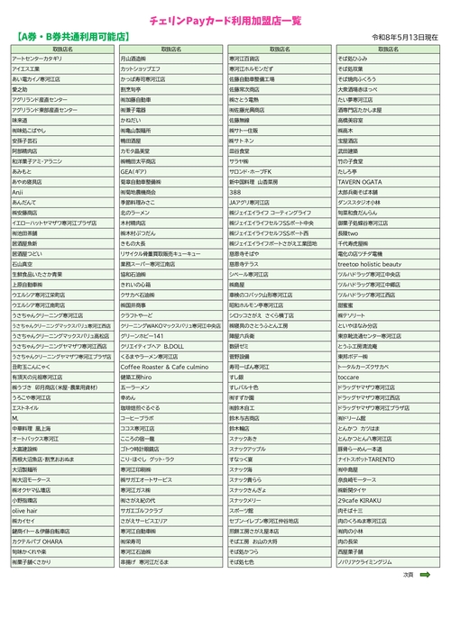 取扱加盟店一覧