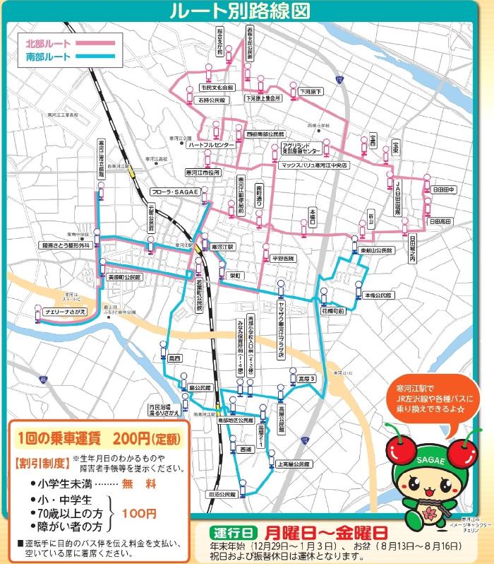 寒河江市内循環バス路線図