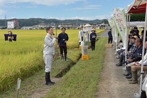 つや姫ヴィラージュくい掛け交流会市長挨拶の画像